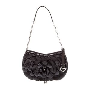 Brighton Rosalie Black Leather Flower Petal Shoulder Bag